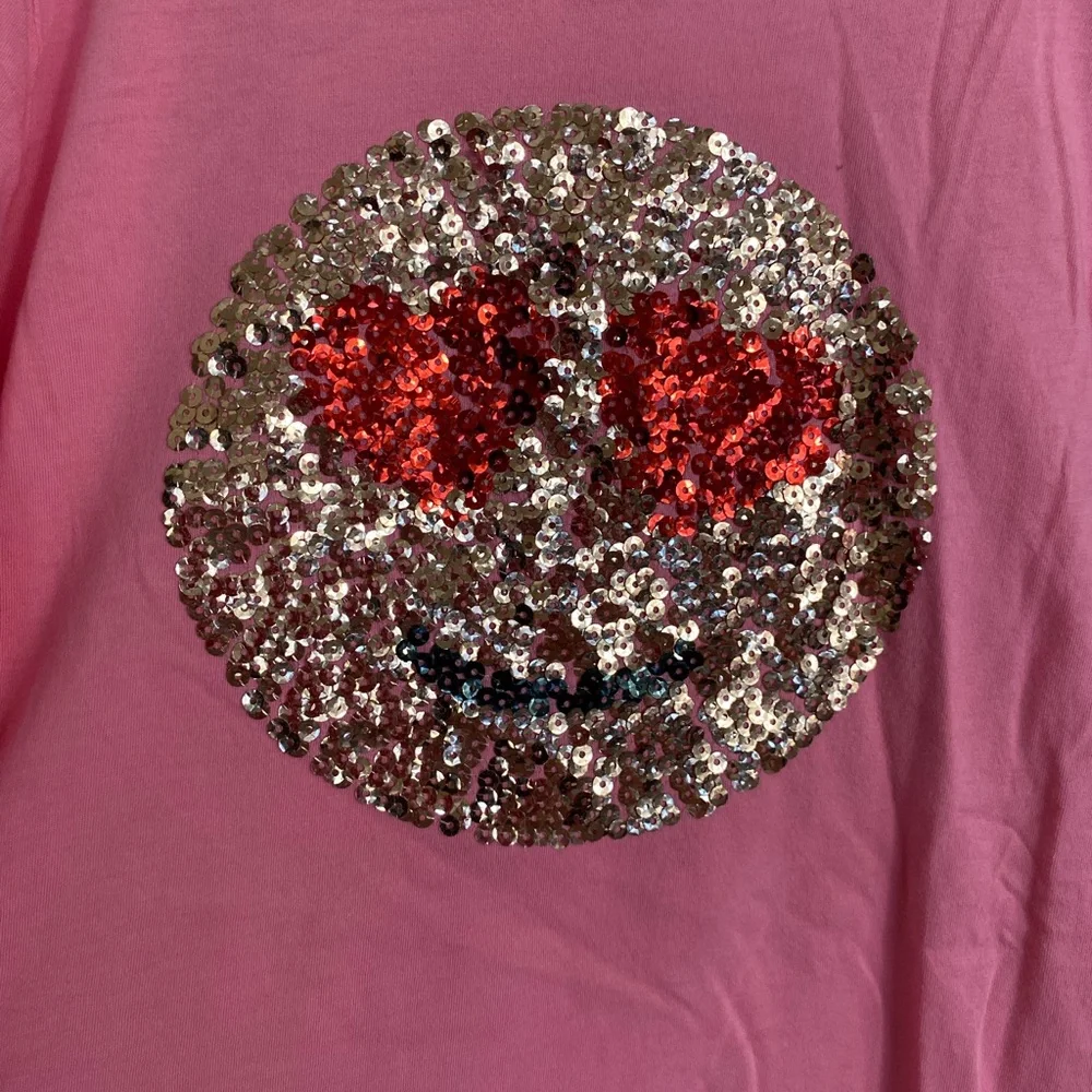 Girls J. Crew Crewcuts Smiley Face Sequin Tee - Picture 4 of 8